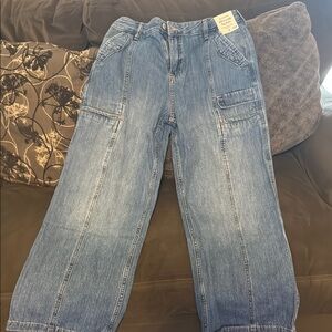 Casual Blue Denim Cargo Pants